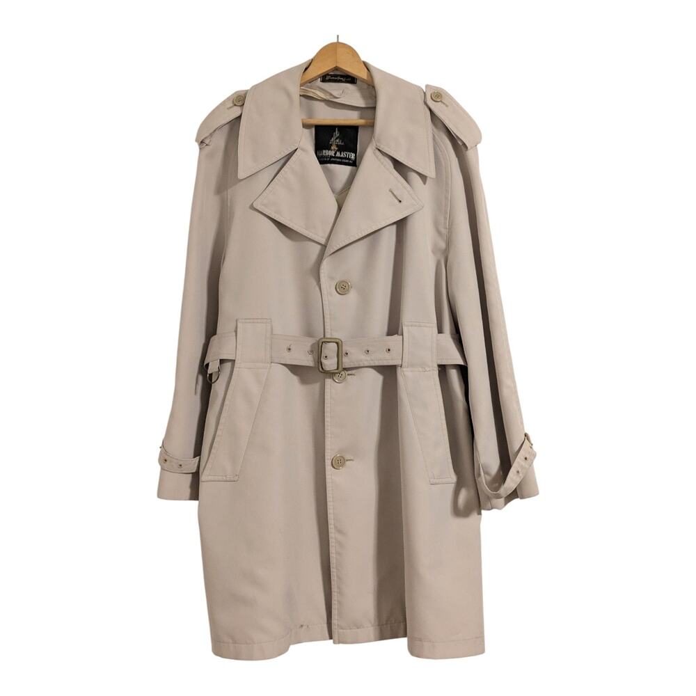 Misty Harbor Trench Coat Mens 44 Regular Belted Double Breasted 90s Vintage